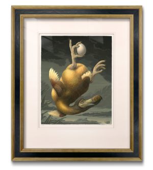 "The Tragic Fate of the Dodo", framed painting made by Raoul Deleo