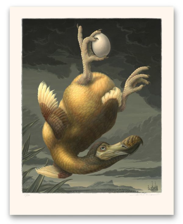 "The Tragic Fate of the Dodo", framed painting made by Raoul Deleo