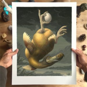 "The Tragic Fate of the Dodo", framed painting made by Raoul Deleo